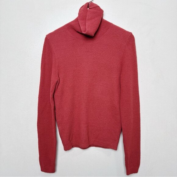 Aritzia Womens Medium Maxwell Hush Knit Chenille Turtleneck Sweater Cider Pink - Picture 2 of 15